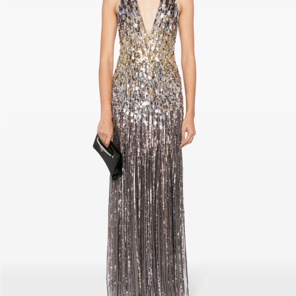 Elegant Silver and Gold Sequin Gown